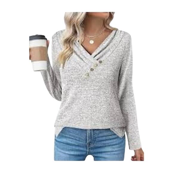 Zeagoo  Casual Tunic Tops Long Sleeve Shirts for Leggings V Neck Button xxl NWT - Picture 1 of 4